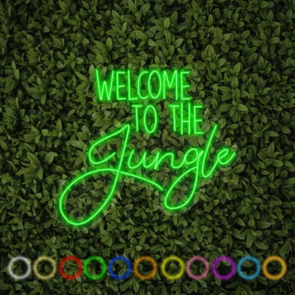 Letras neón en inglés Welcome to the jungle