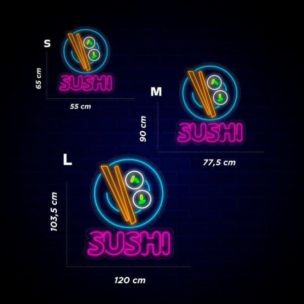 Neón comida asiática Sushi