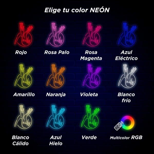 Un Neón Nails con las palabras eglito tu color neon.