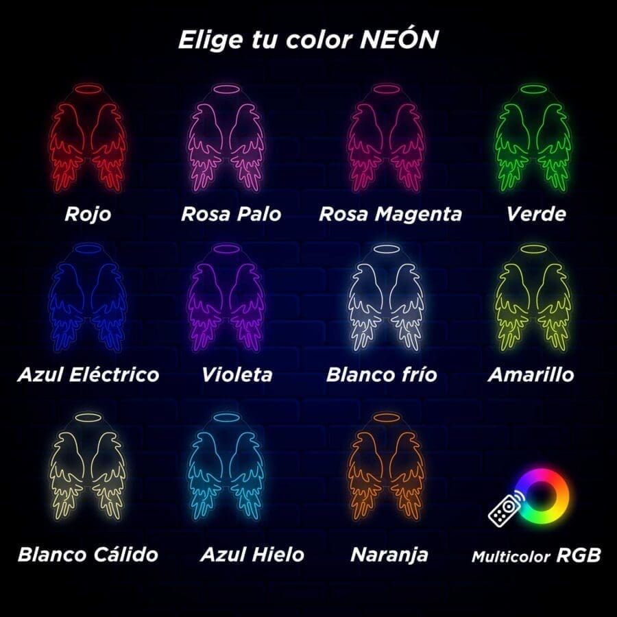 Un grupo de coloridas Alas de Ángel Neón.