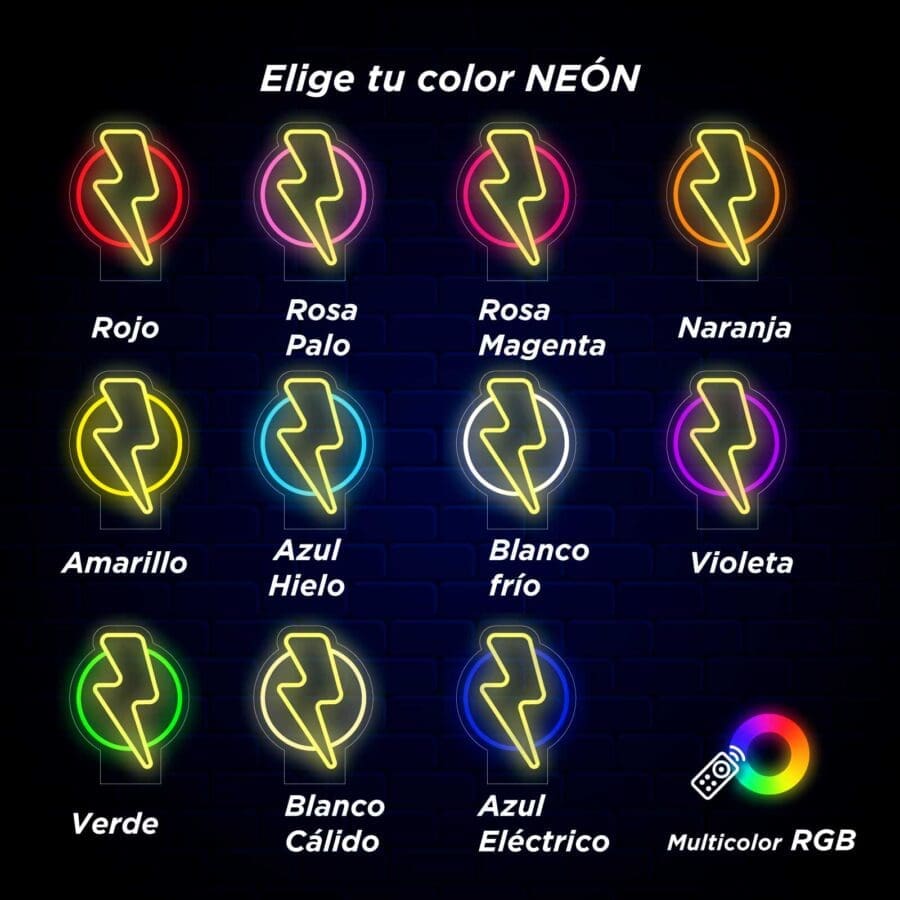 Elio tu color neon - lámpara de neon Rayo - rgb - .